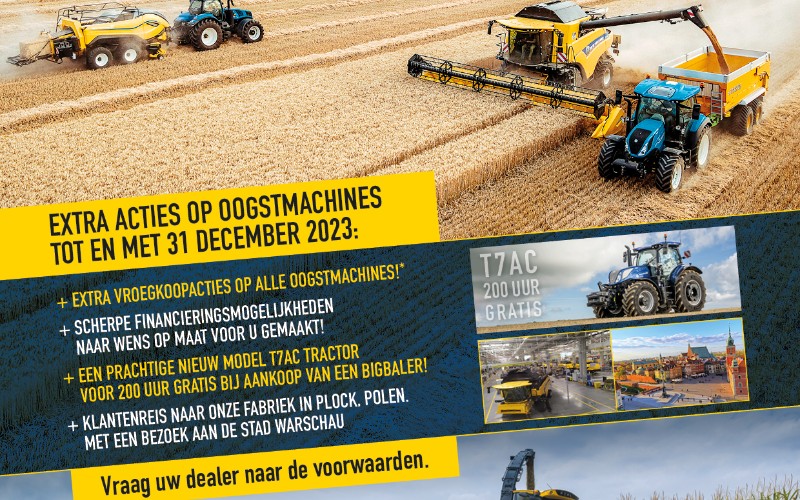 Vroegverkoop acties New Holland oogstmachines !!